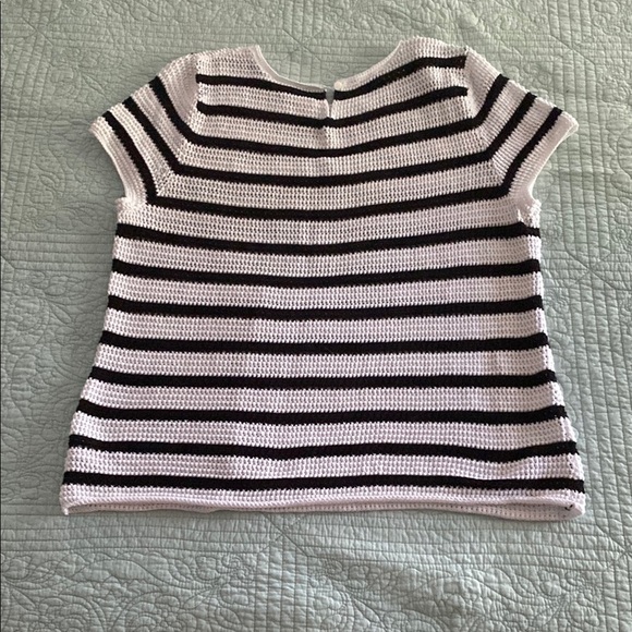 Talbots Black and White Striped Blouse - Picture 4 of 5